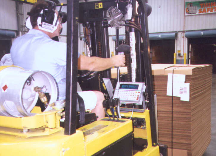 Fork Truck Equipped with R-F Tracking System